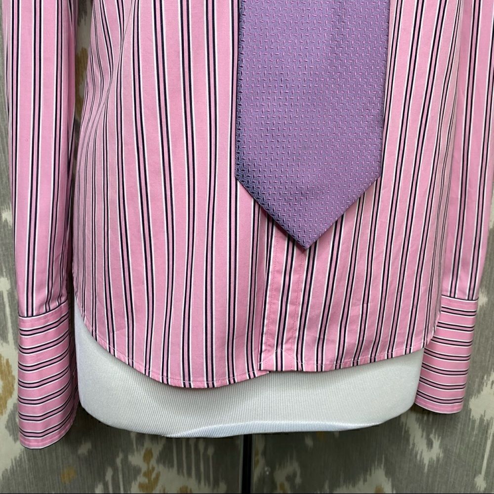 Ralph Lauren ~ Pink Shadow Stripe Polished Cotton Slim Fit Button Up Shirt - Picture 7 of 16